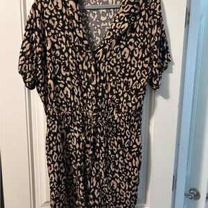 H&M Leopard Print Jumpsuit - Black and Tan